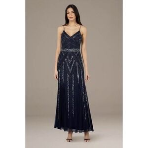 open lace back dress Long Red Beaded Mermaid Prom Dress: Ladivine CM352 Red / 2